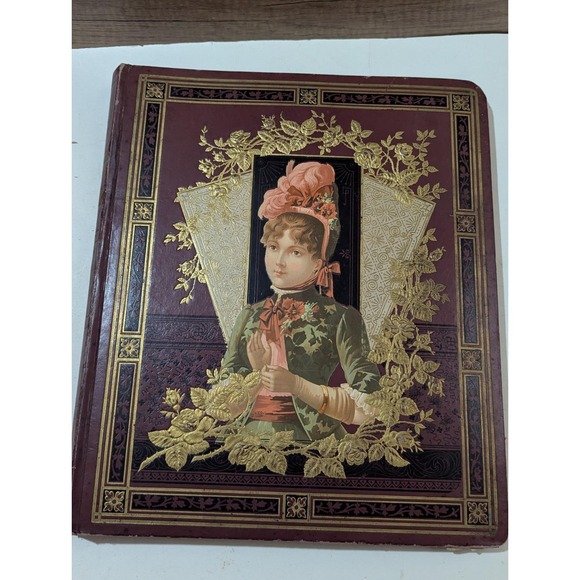 The Unbranded Brand Other - Antique Victorian Folio Scrapbook Cyanotypes Blue Santa‎ Queen Victoria Rare